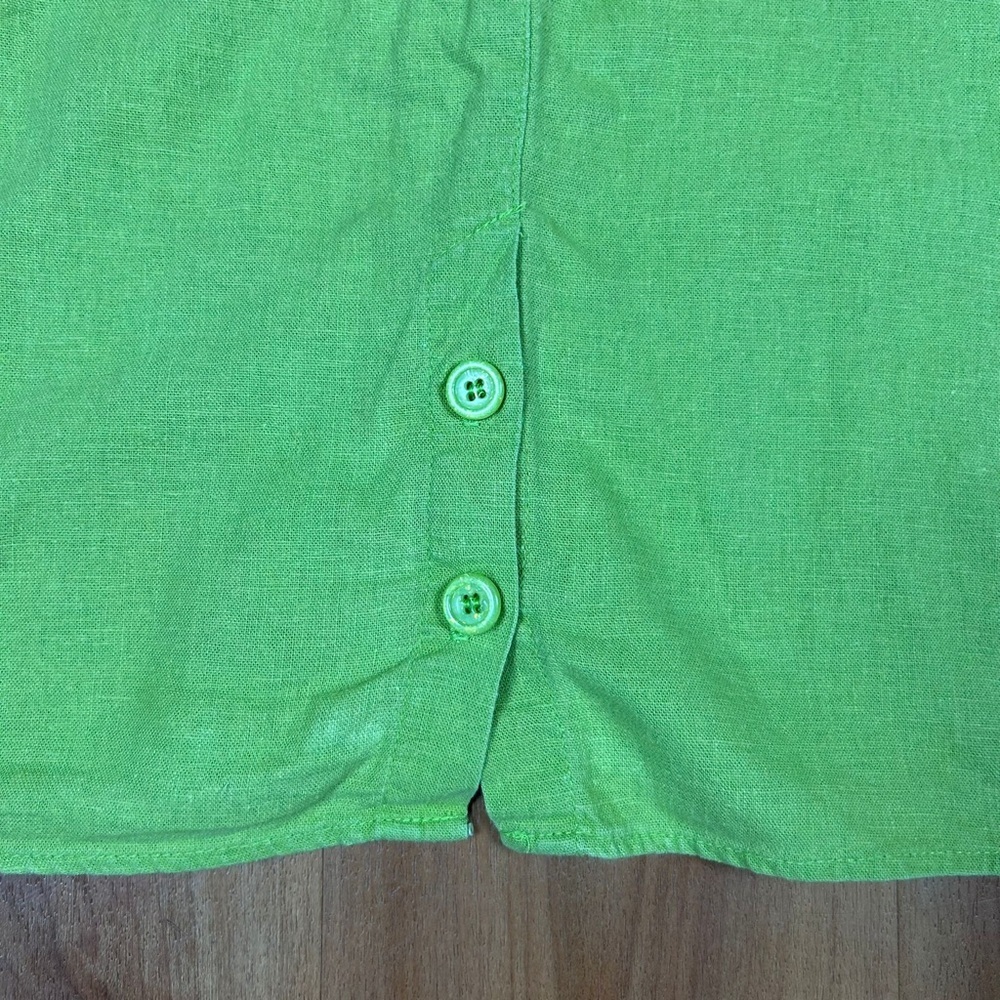 Gepetto Green Blouse with Decorative Patterns and Relaxed Fit 50% Rayon 50% Line - Picture 10 of 12